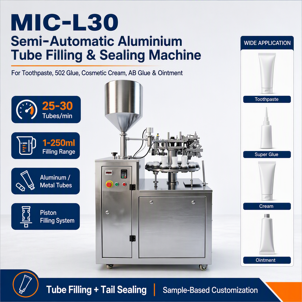 Automatic Packaging Toothpaste 502 Super Glue Cosmetic Cream Aluminium Tube Filling and Sealing Machine