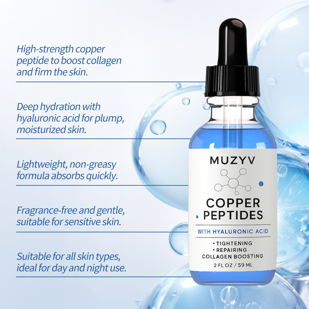 Custom Copper Peptides Serum For Face Repairing With GHK-Cu And Hyaluronic Acid