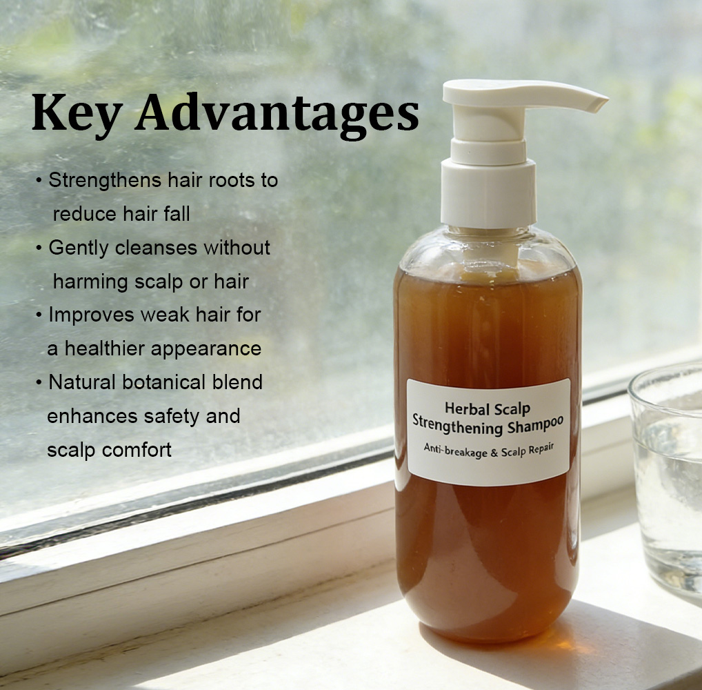 OEM Herbal Nourishing Scalp Strengthening Shampoo Anti-Hair Loss Volumizing for Thin & Oily Hair Damaged Scalp ODM Private Label