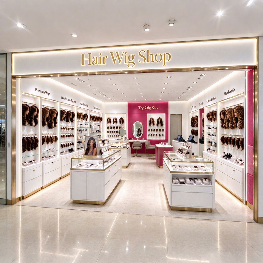 Custom Wig Store Design Display Cabinets Beauty Supply Store Retail Hair Salon Retail Fixtures With Led Lighting