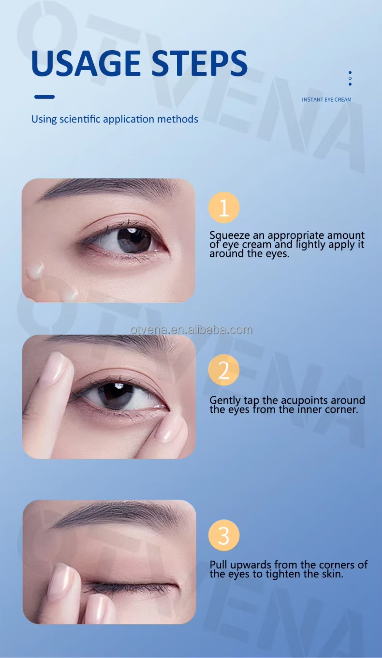 OTVENA Instant Smoothing Eye Cream Minimize Wrinkles Even Skin Tone Under Eye Base for Makeup Custom Logo