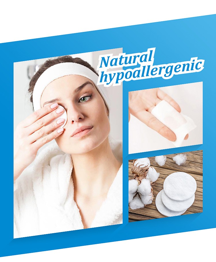 Health 100% Natural Cotton Pads 8cm Diameter Makeup Face Cleansing Pads Soft Cosmetic ISO CE Certified 0.95-1.2g/pc OEM/ODM