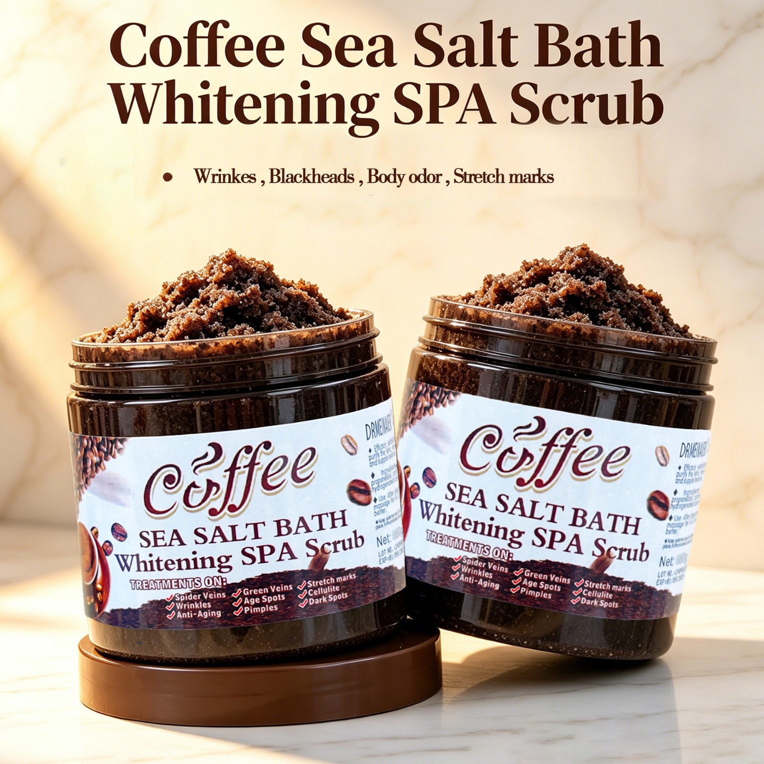 Lady Coffee Sea Salt Body Scrub-Moisturizing Exfoliating Oil Control Whitening Blackhead Removal Customization for All Skin