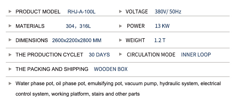 100L Vacuum Cosmetic Mixing Machine for Making Keratin Shampoo