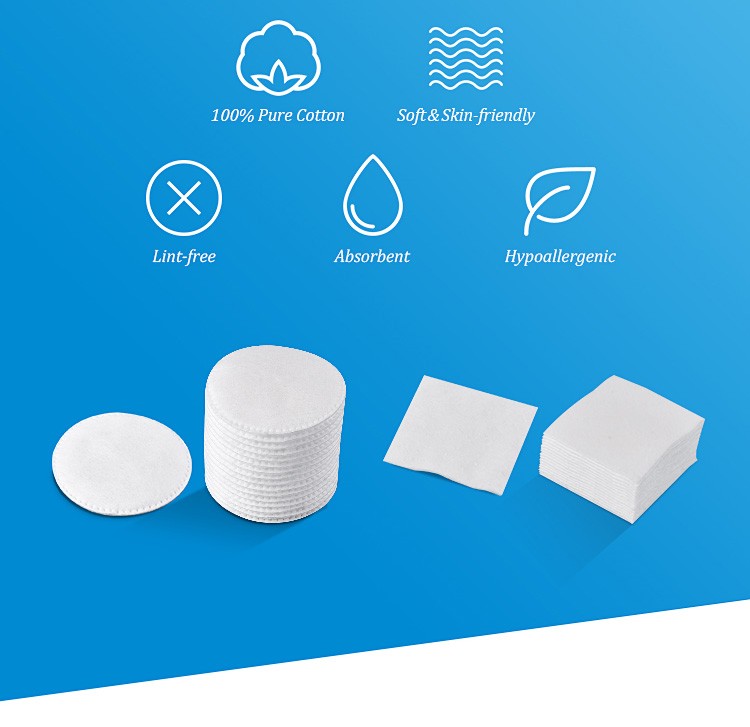 Health 100% Natural Cotton Pads 8cm Diameter Makeup Face Cleansing Pads Soft Cosmetic ISO CE Certified 0.95-1.2g/pc OEM/ODM