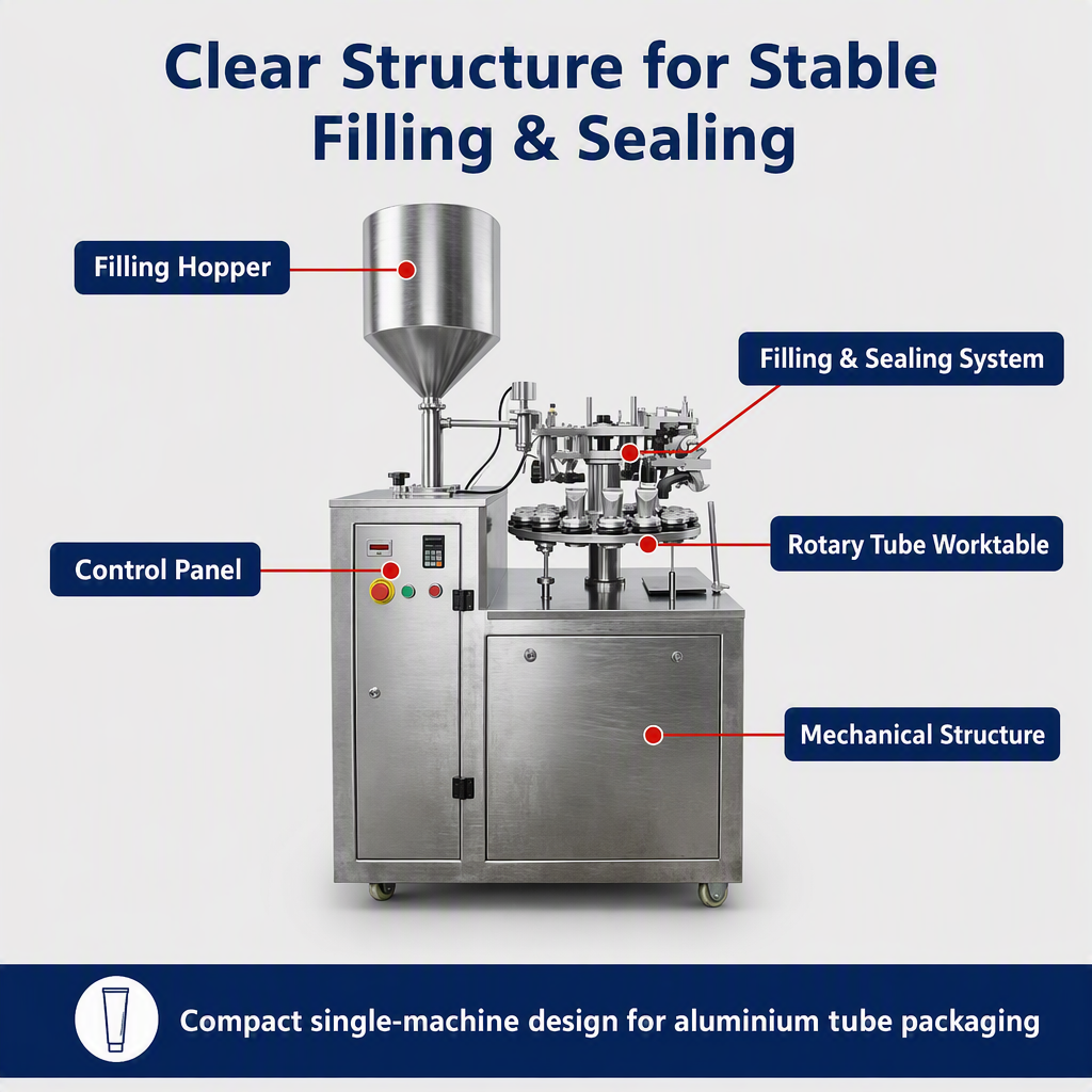 Automatic Packaging Toothpaste 502 Super Glue Cosmetic Cream Aluminium Tube Filling and Sealing Machine