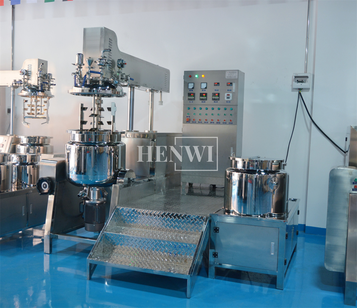 Henwi100-500Lters Hair Care Produce Machine Supplier Hair Color Making Equipment Hair Dye Shampoo Cream Vacuum Emulsifying Mixer