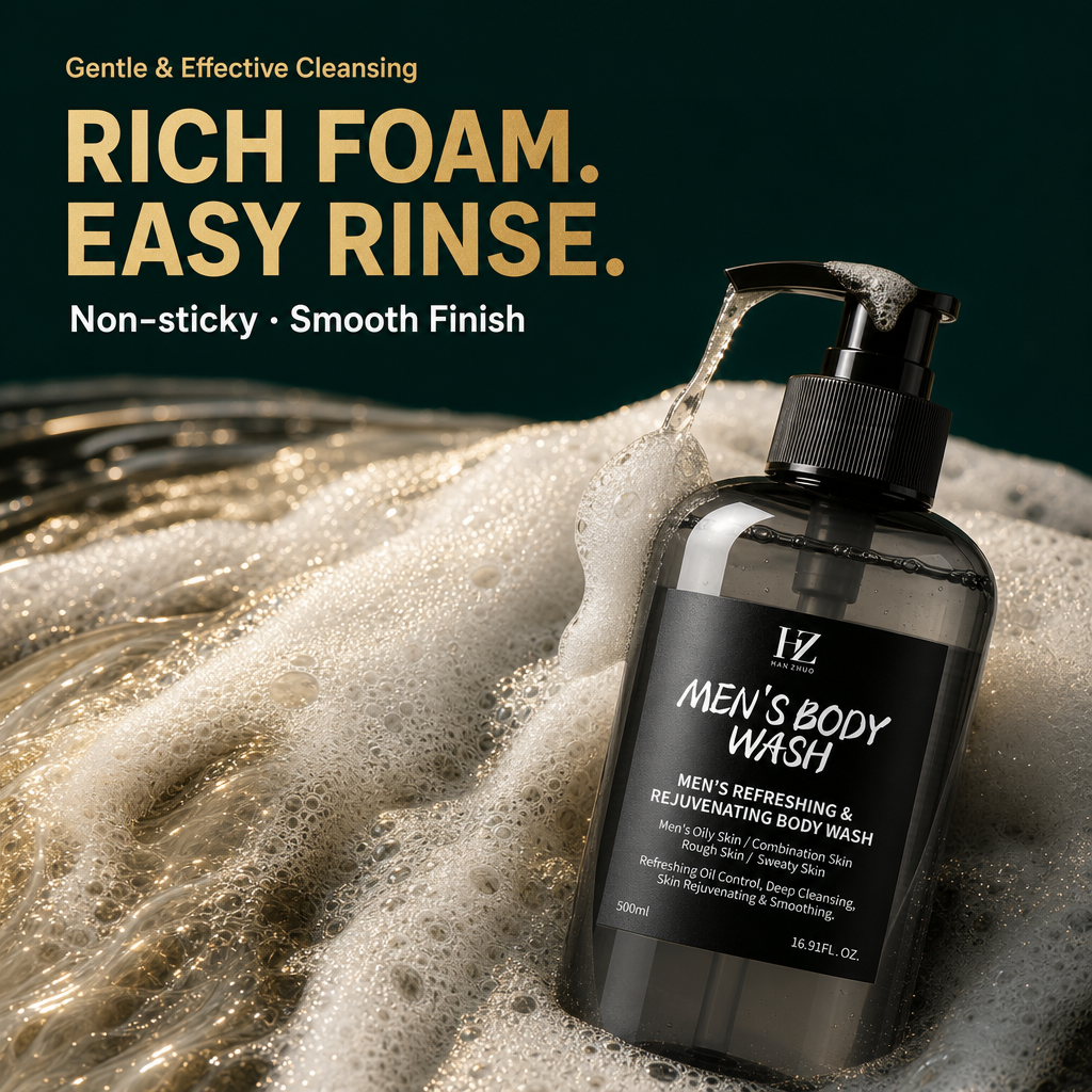 Men's Refreshing Moisturizing Body Wash Oil Control Deep Cleansing Skin Smoothing 500ml Shower Gel Private Label OEM