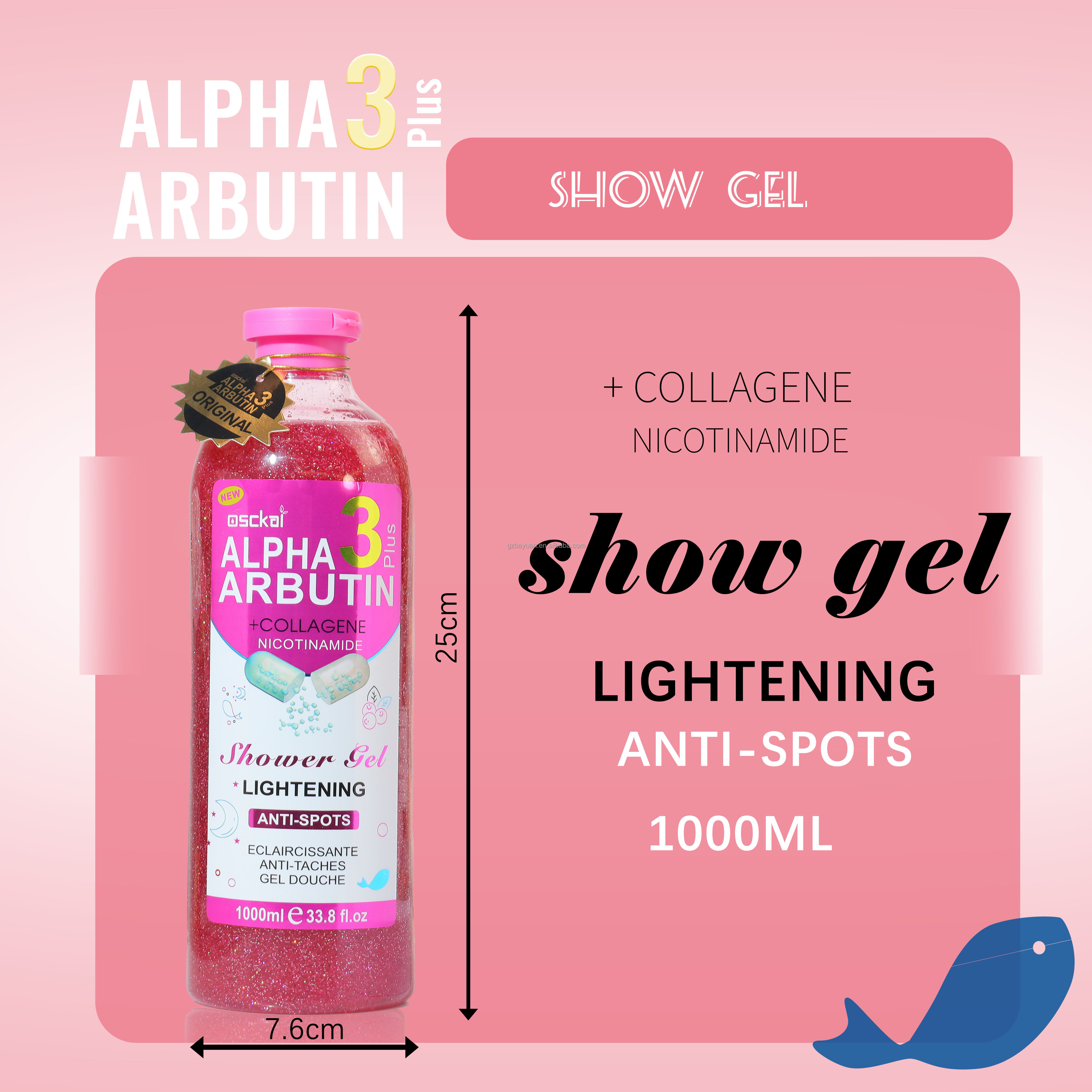 1000ML Private Label Organic Alpha ArbutinCleansing Whitening Moisturizing Skincare Shower Gel Custom OEM Body Wash