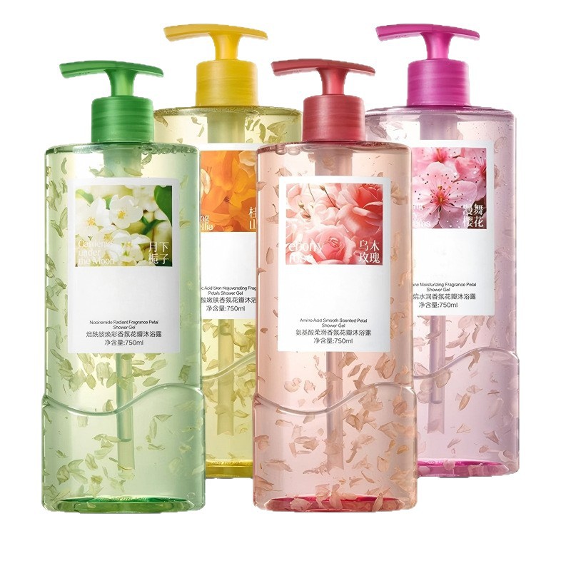 Petal Fragrance Body Wash With Niacinamide Deep Hydrating Nourish Skin Long Lasting Aroma Gentle Cleansing OEM Custom Service