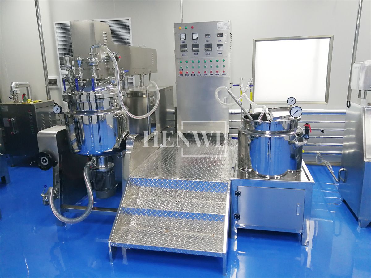 Henwi100-500Lters Hair Care Produce Machine Supplier Hair Color Making Equipment Hair Dye Shampoo Cream Vacuum Emulsifying Mixer