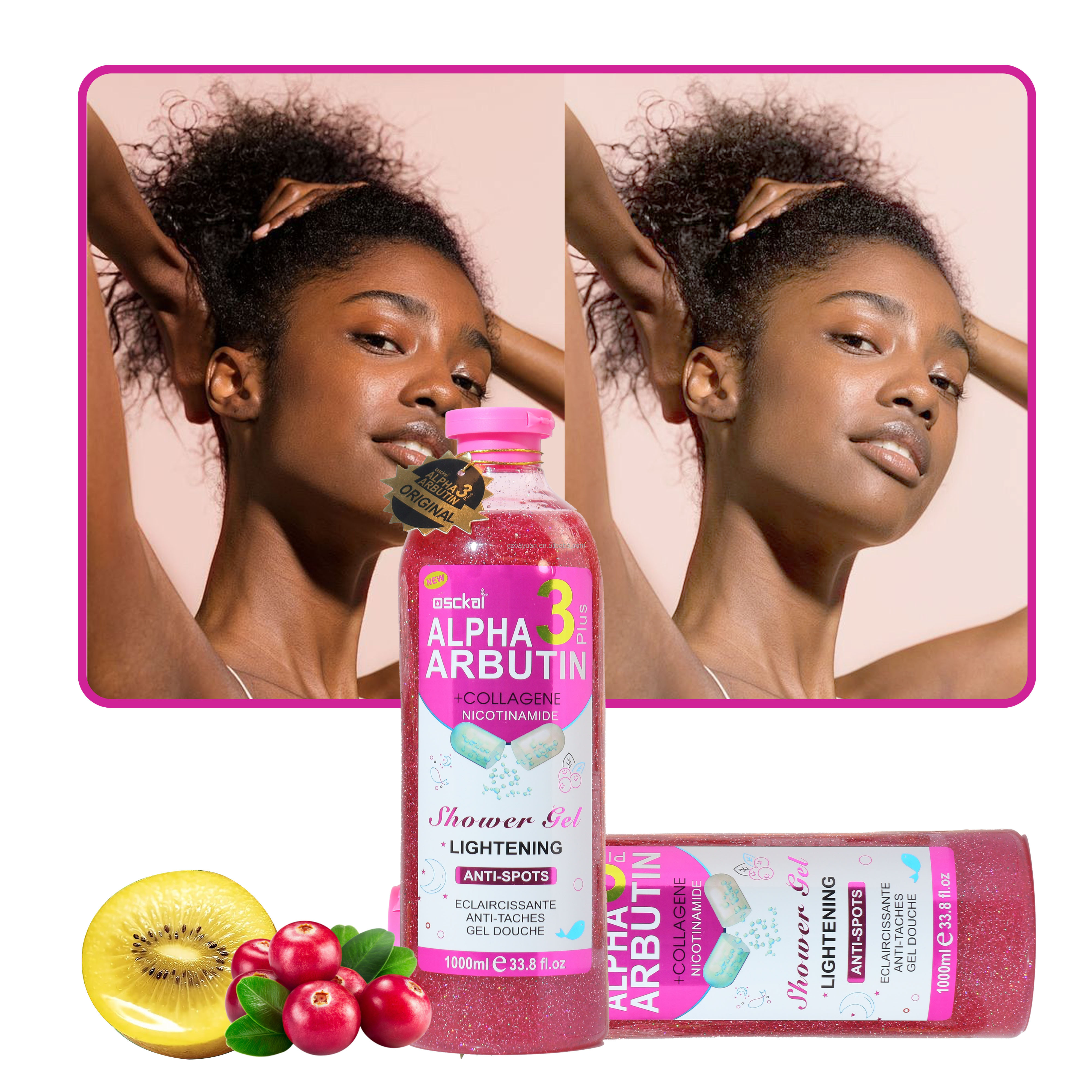 1000ML Private Label Organic Alpha ArbutinCleansing Whitening Moisturizing Skincare Shower Gel Custom OEM Body Wash