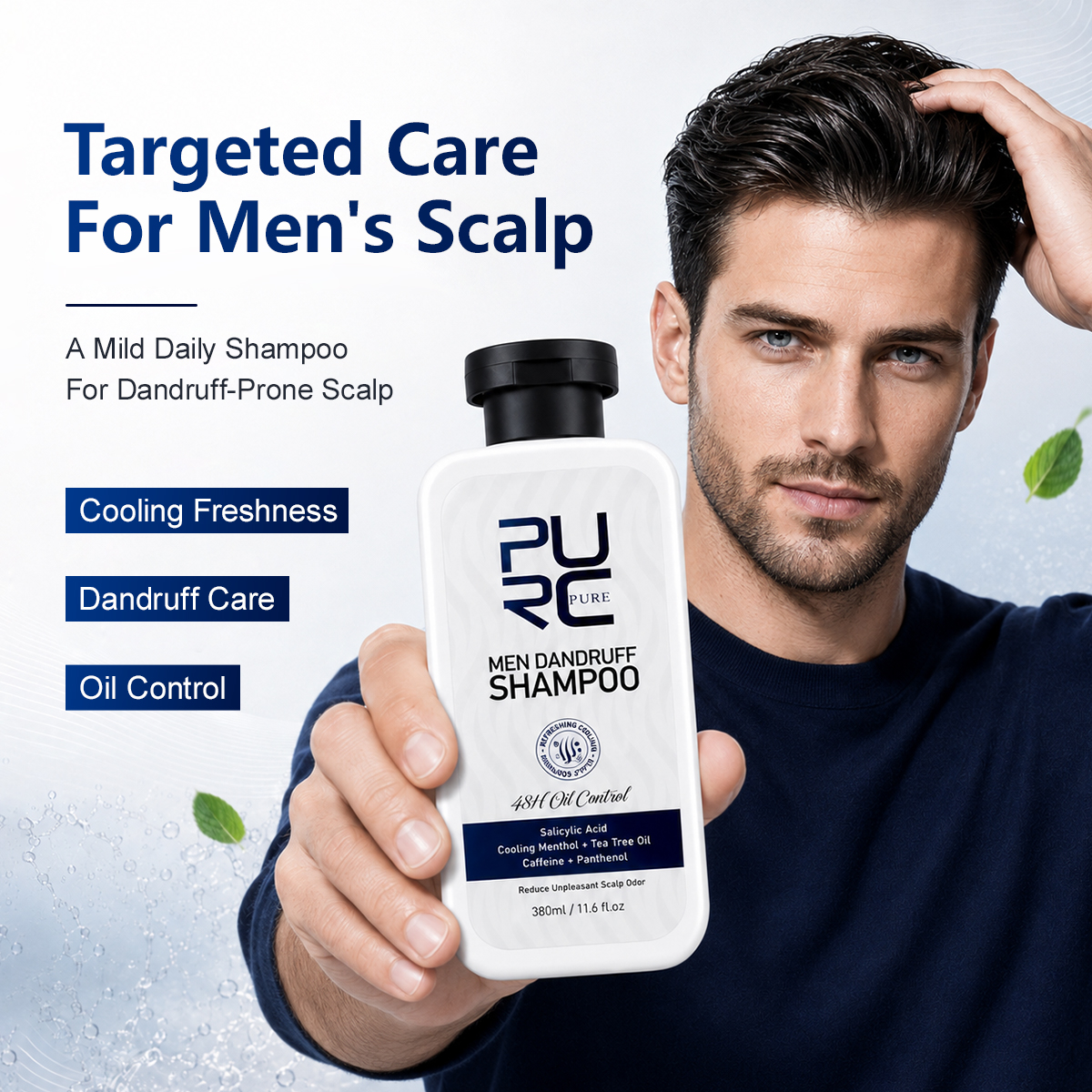 Private Label Dandruff Scalp Treatment Men Shampoo for Anti-Itch Organic Salicylic Acid Anti Dandruff Shampoo White Label
