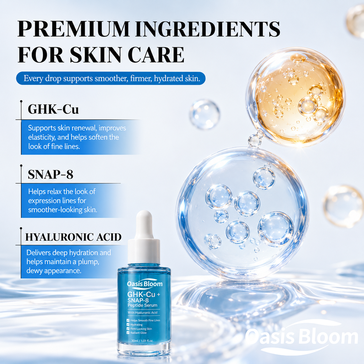 Private Label Kojic Acid Serum GHK-Cu Copper Peptide Serum Azelaic Acid Green Tea Vegan Anti-Wrinkle Anti-Aging Face Serum Acid