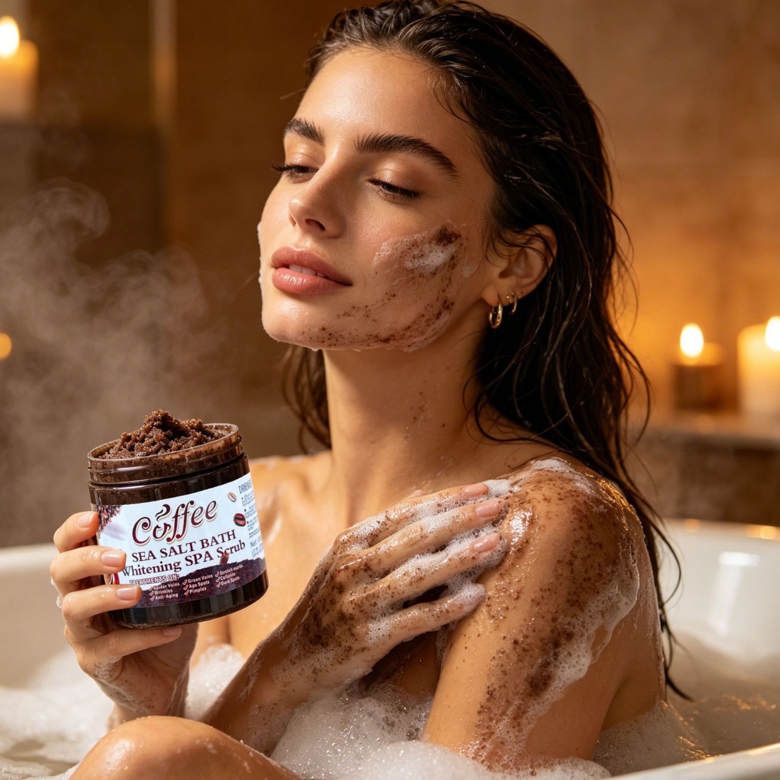 Lady Coffee Sea Salt Body Scrub-Moisturizing Exfoliating Oil Control Whitening Blackhead Removal Customization for All Skin