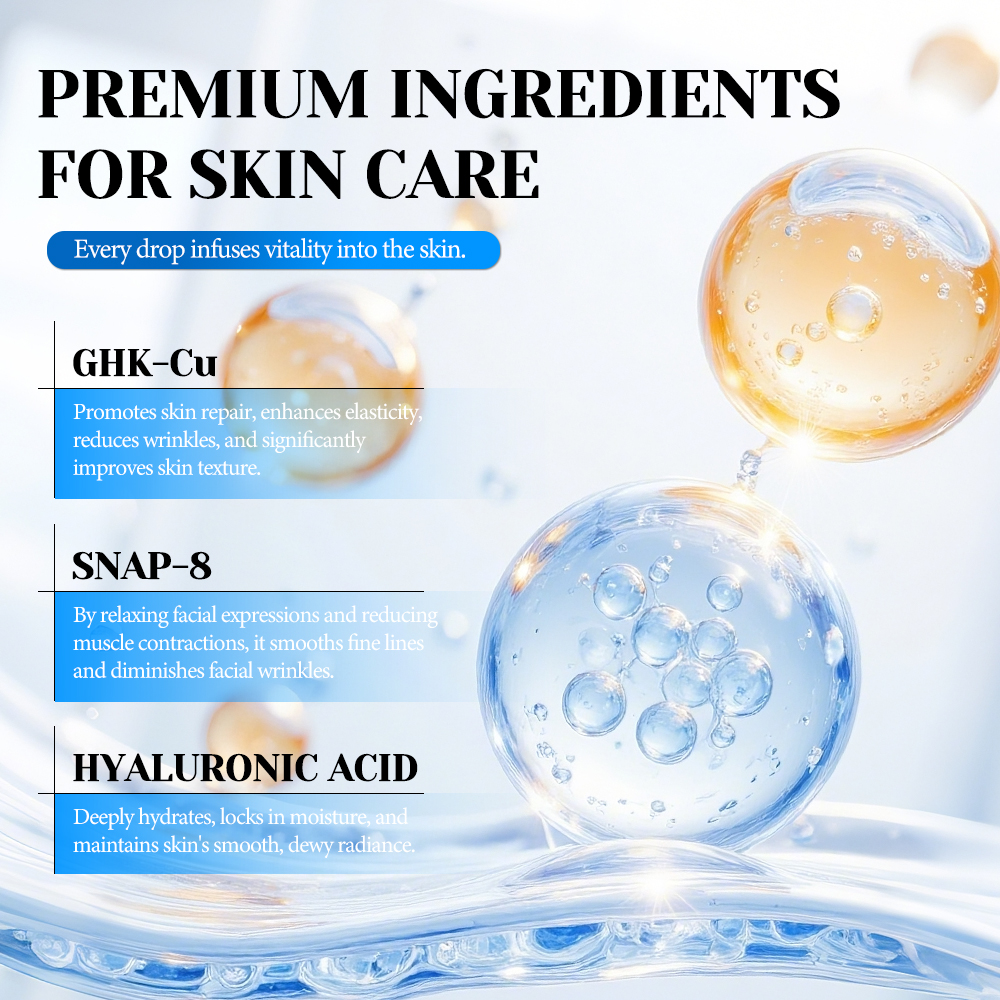 0.5% 5000ppm GHK-Cu Blue Copper Peptide Face Serum Anti-aging Anti-wrinkle Repairing Firming Lifting Collagen Booster 30ml OEM