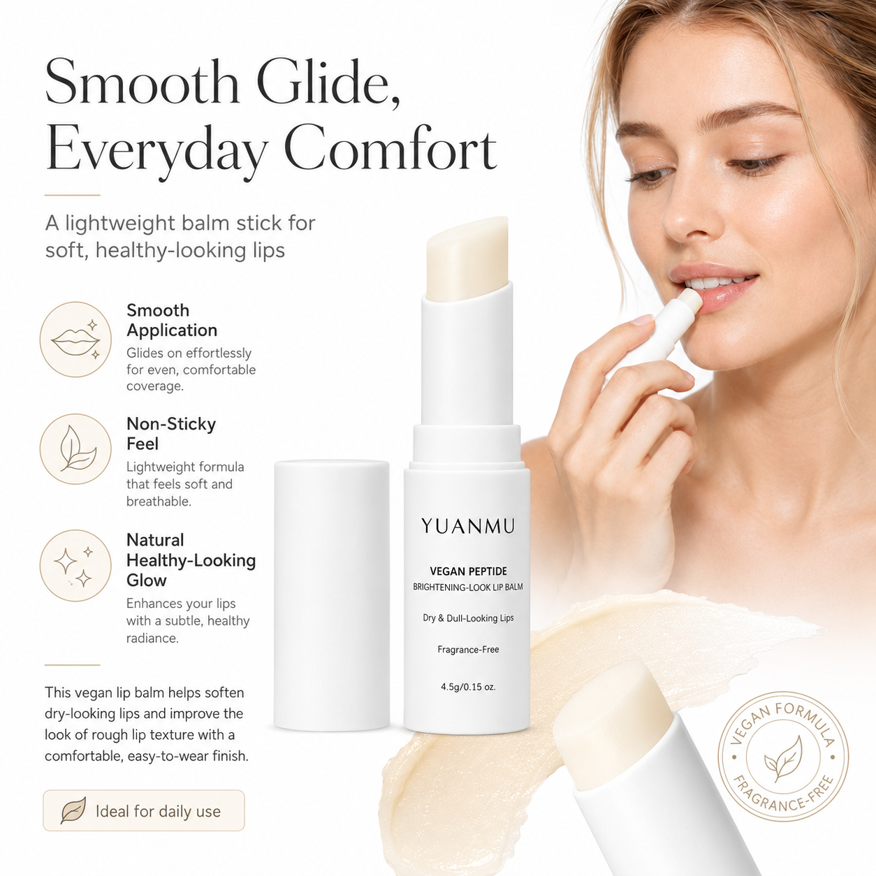 OEM ODM Vegan Peptide Ceramide Lip Balm Organic Natural Moisturizing Brightening Lightening Lip Lines Care Stick