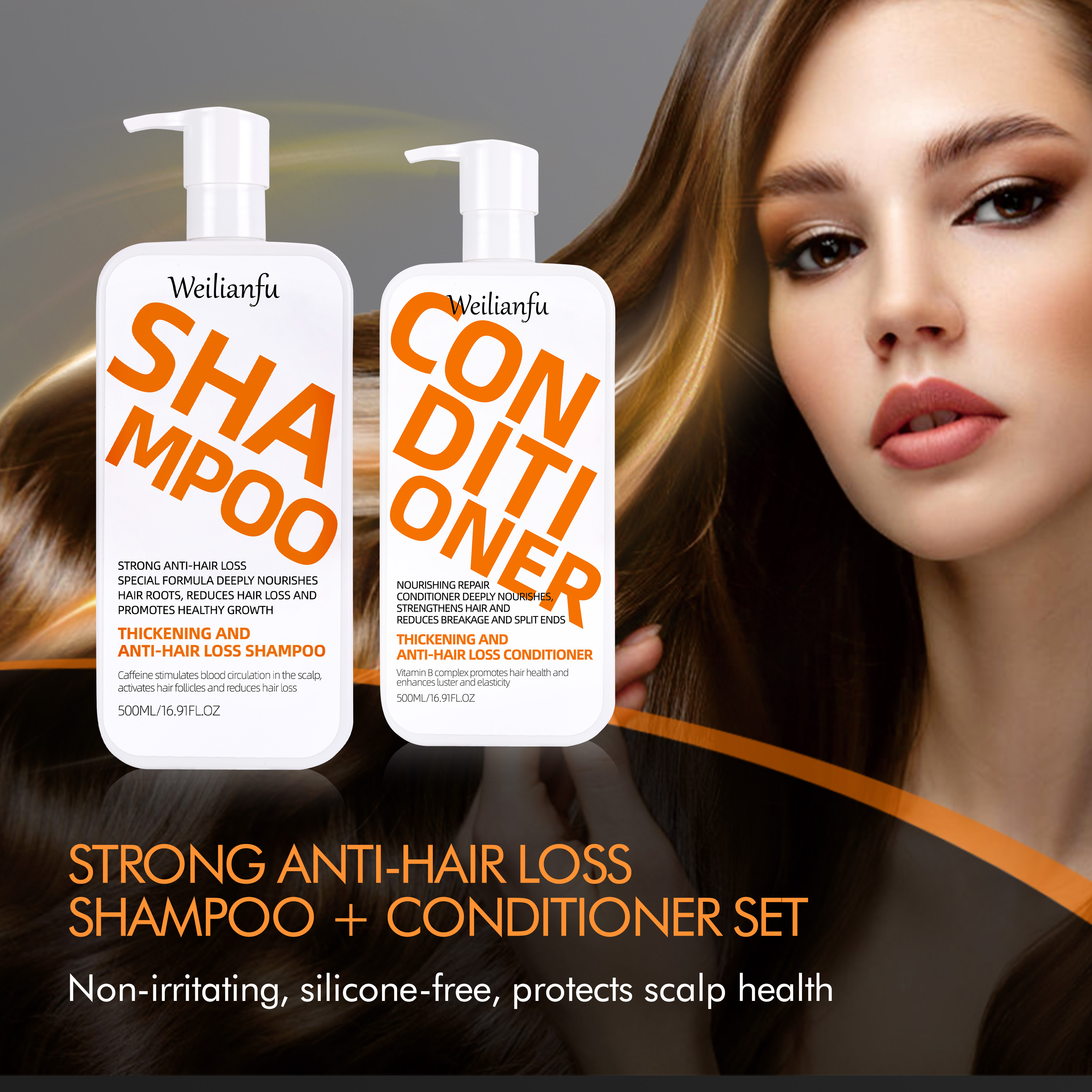 OEM ODM Custom Logo Paraben Free Sulphate Free Nourishing Shampoo Salon Herbal Frizzy Hair Care Shampoo Conditioner 500ml