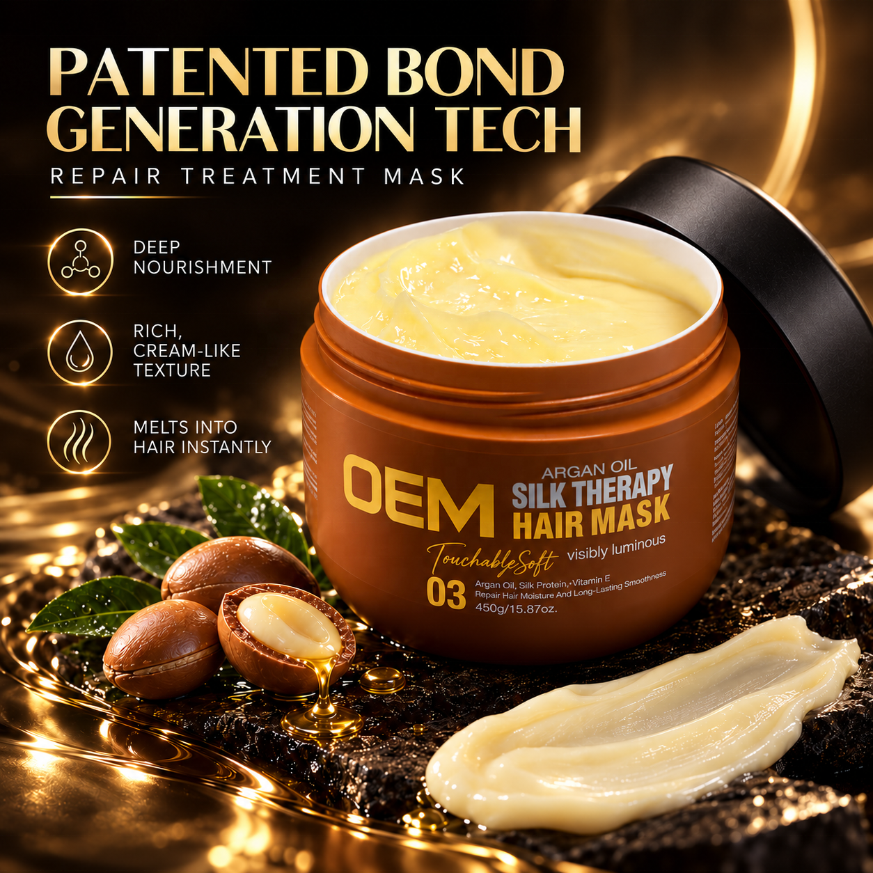 Custom Your Logo Argan Oil Repair Moisturizing Smooth Hair Mask Treatment Private Label Mask Hair Cream for Damaged Hair