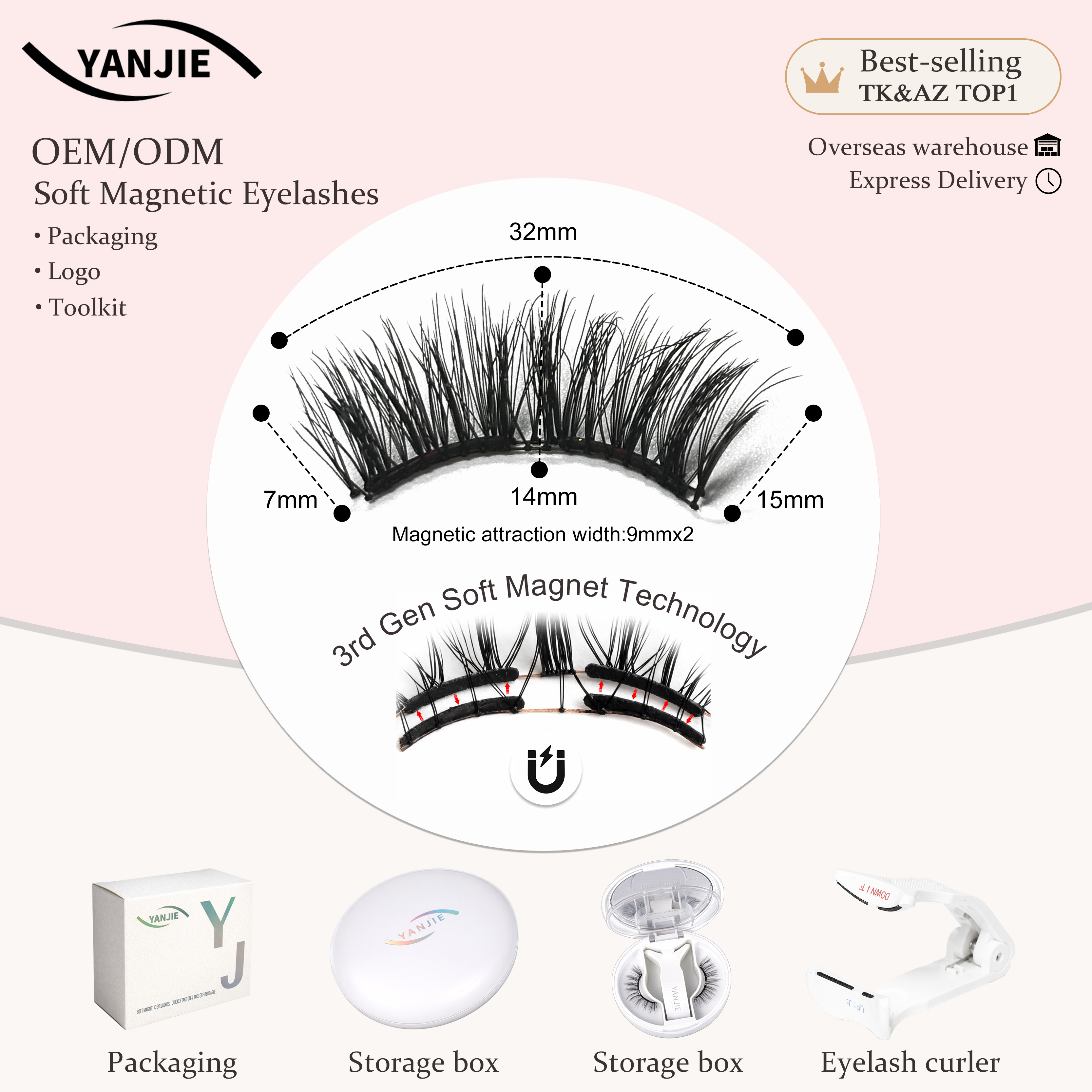 Wholesale Soft Magnetic Eyelashes Extensions with Reusable Applicator Kit Manufacturer Glue Free Wear ISO 22716 Certified