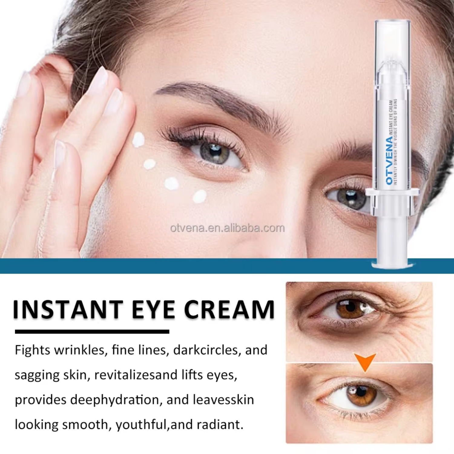 OTVENA Instant Smoothing Eye Cream Minimize Wrinkles Even Skin Tone Under Eye Base for Makeup Custom Logo