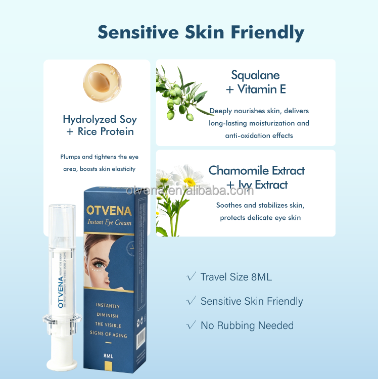 OTVENA Instant Smoothing Eye Cream Minimize Wrinkles Even Skin Tone Under Eye Base for Makeup Custom Logo