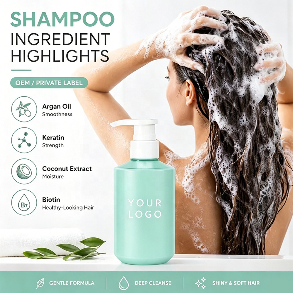 Private Label Organic Ginseng Shampoo Hyaluronic Acid Sulfate Free Moisturizing Smoothing Hair Wash Wholesale Manufacturer
