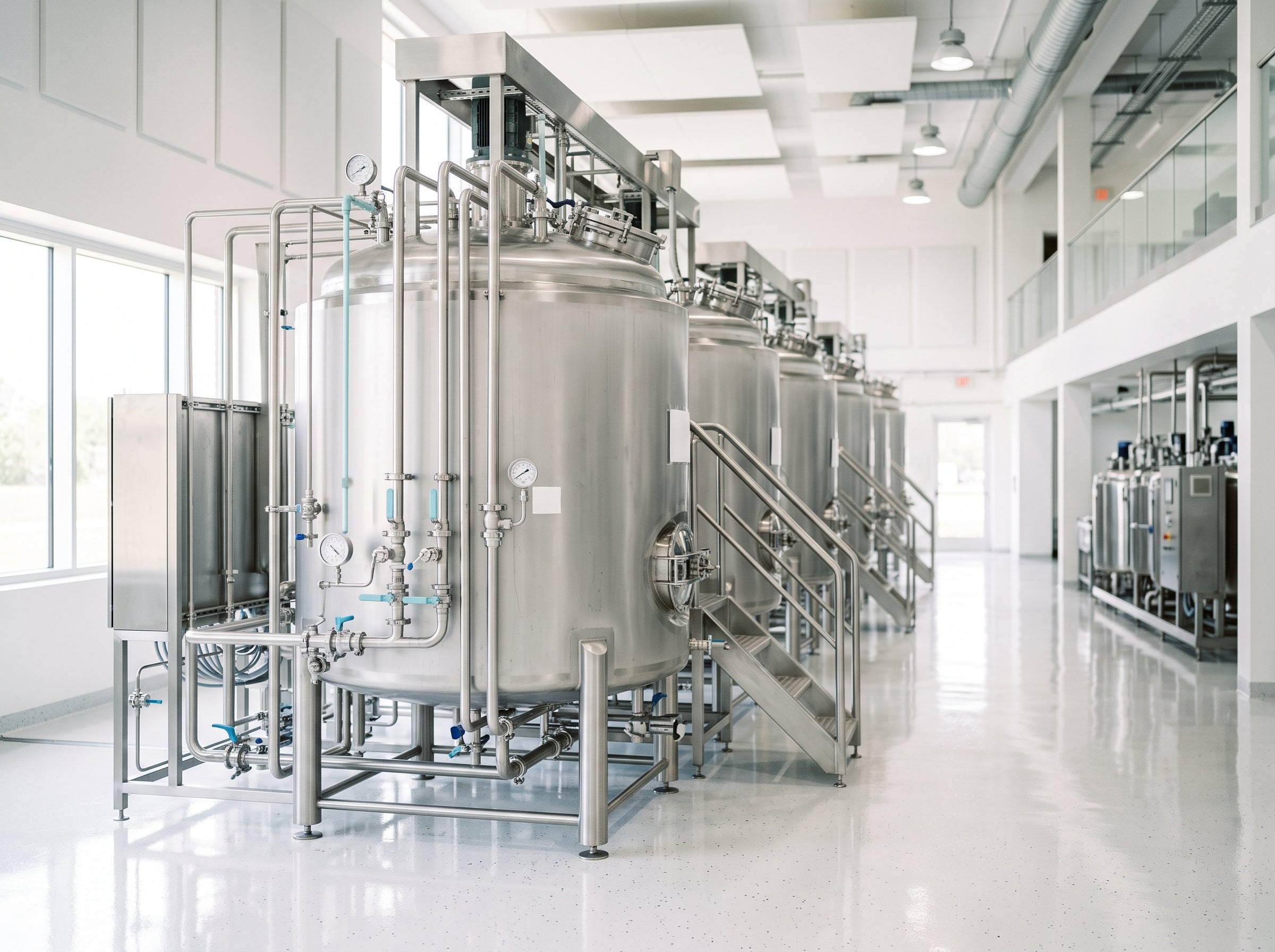 Jacketed stainless steel compounding tanks at ALFA MFG Miami