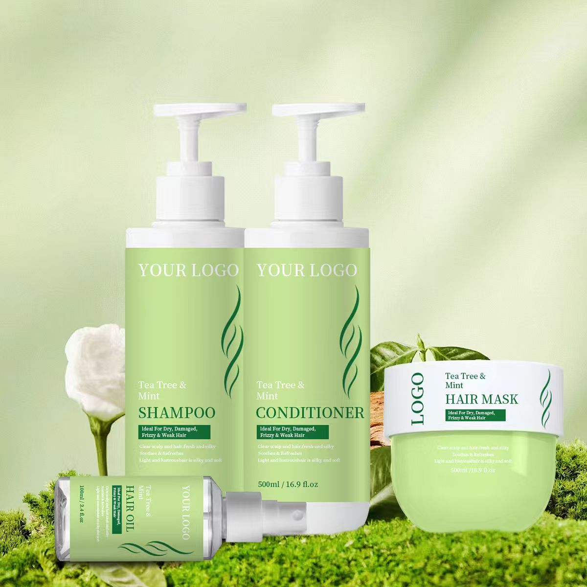 OEM ODM Mint &amp; Tea Tree Shampoo with Anti-Dandruff &amp; Scalp Treatment for Oily Hair, Factory Price