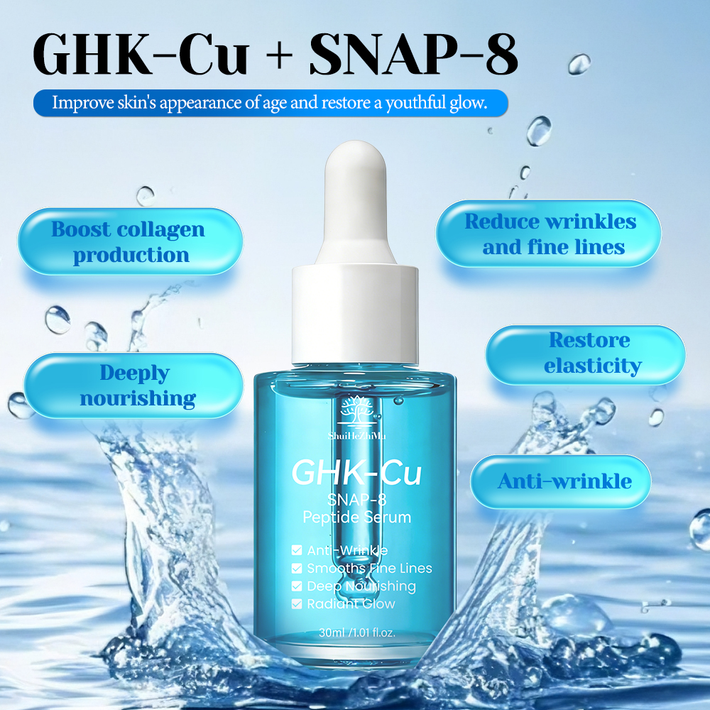 0.5% 5000ppm GHK-Cu Blue Copper Peptide Face Serum Anti-aging Anti-wrinkle Repairing Firming Lifting Collagen Booster 30ml OEM