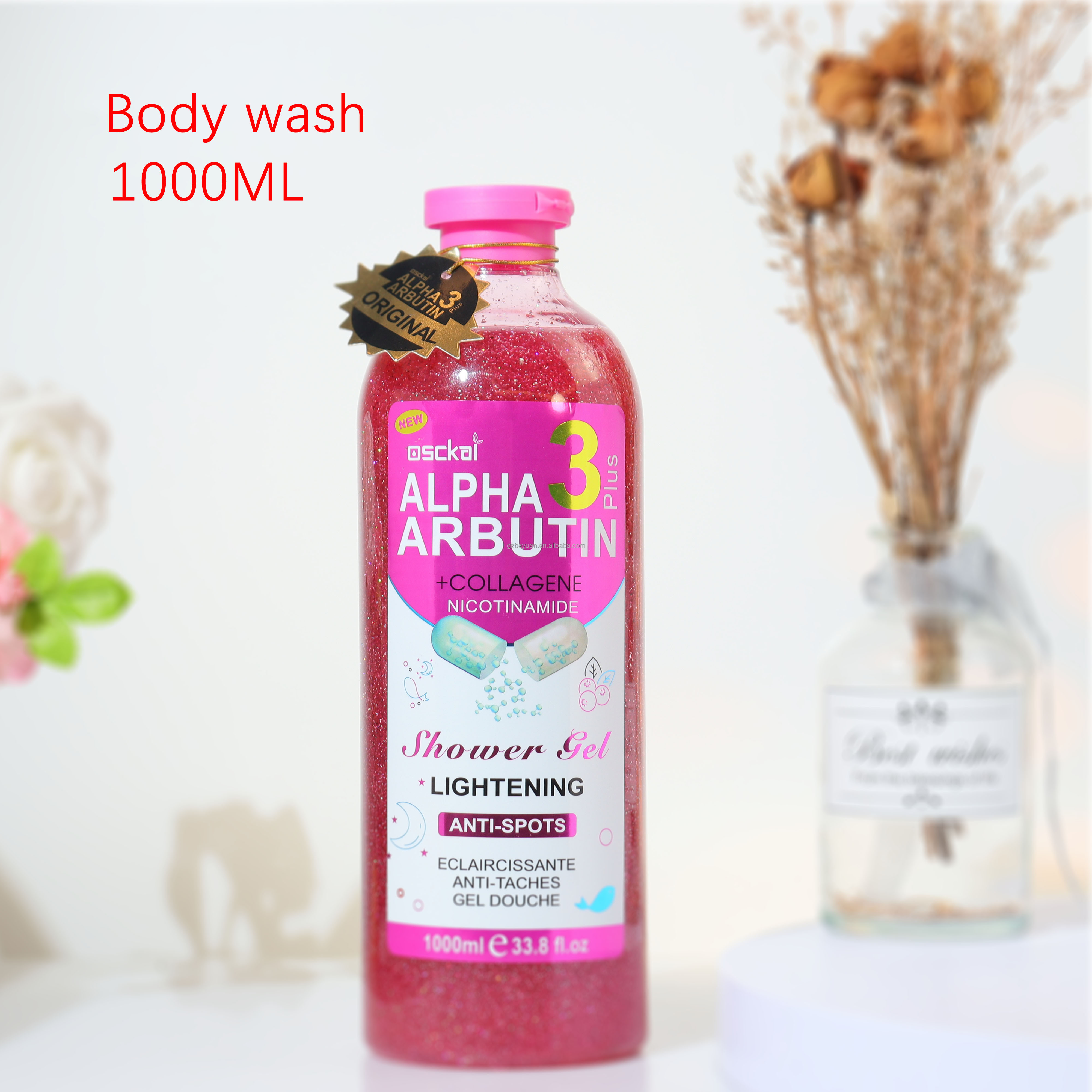 1000ML Private Label Organic Alpha ArbutinCleansing Whitening Moisturizing Skincare Shower Gel Custom OEM Body Wash