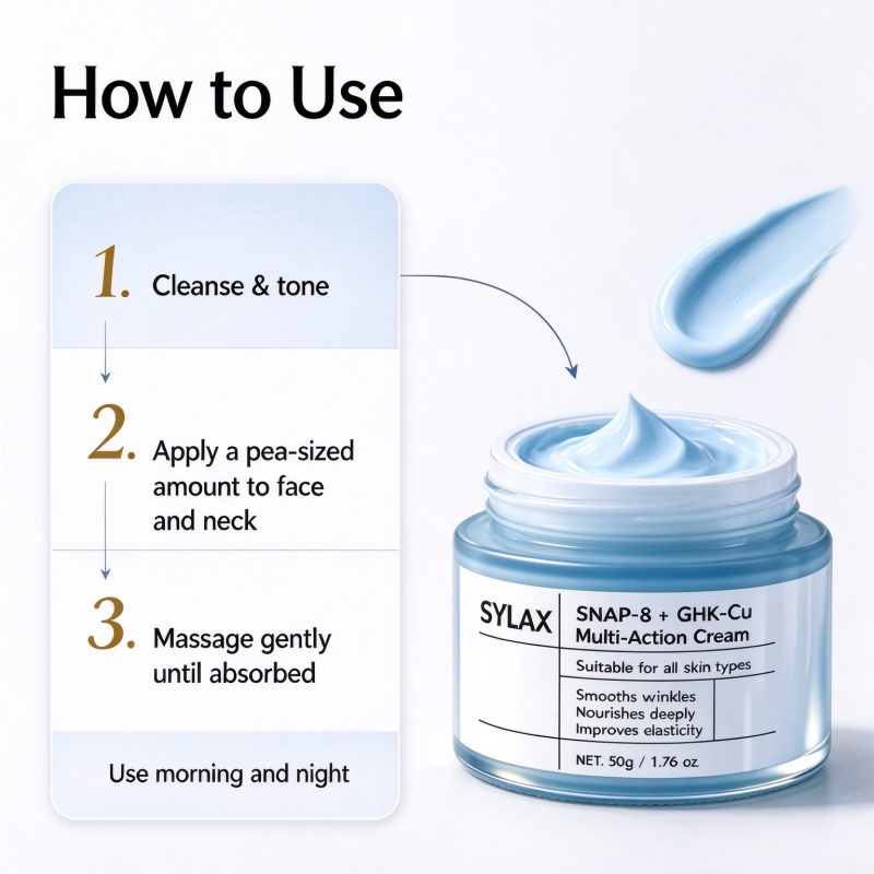 SYLAX One-stop OEM ODM Custom Skincare Service Snap-8 GHK-Cu Blue Copper Peptide Anti Wrinkle Deep Hydrating Multi Action Cream