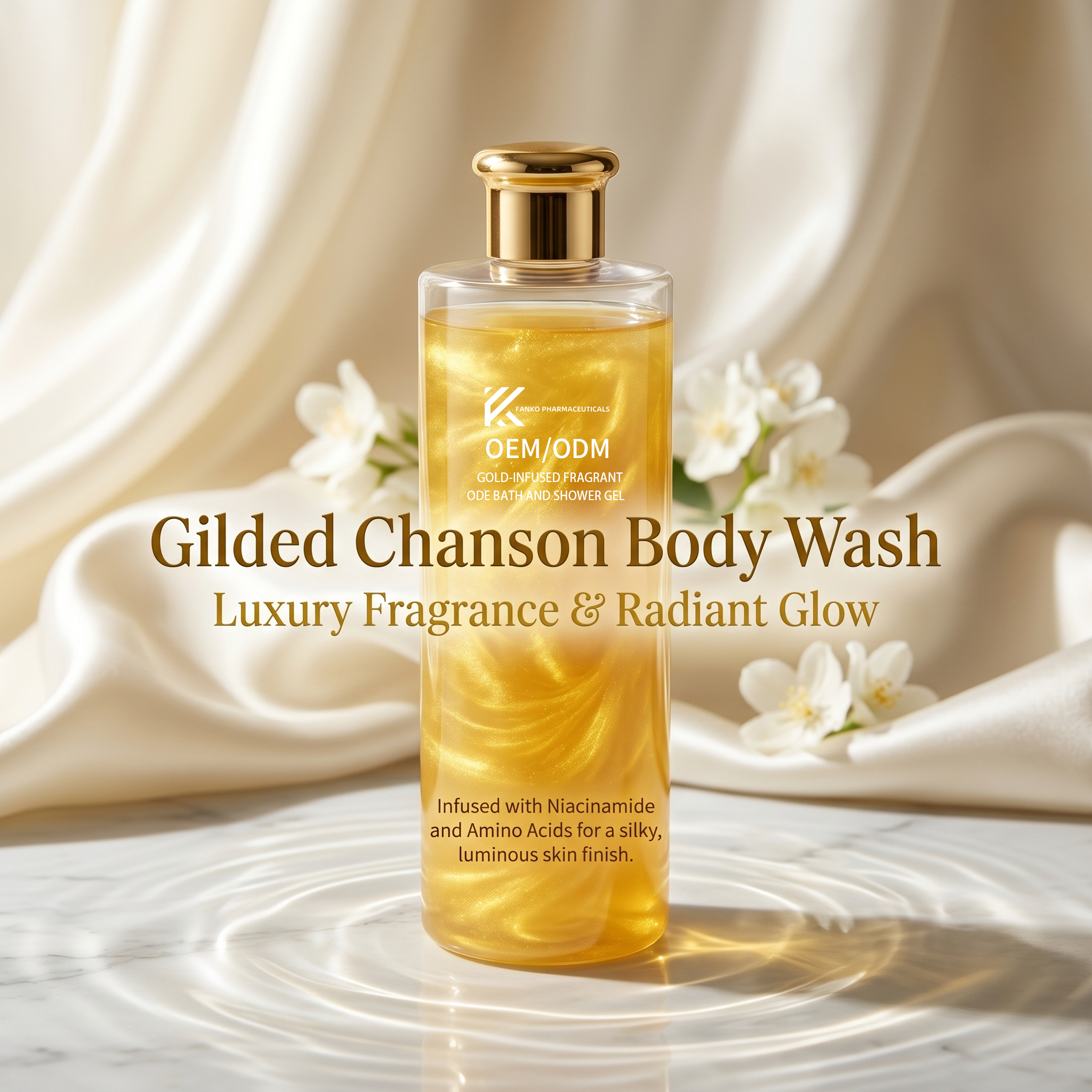 Oem Customization Whitening Shower Gel Brightening Scrub Kojic Acid Vitamin C Niacinamide Exfoliating Smooth Tender Body Wash