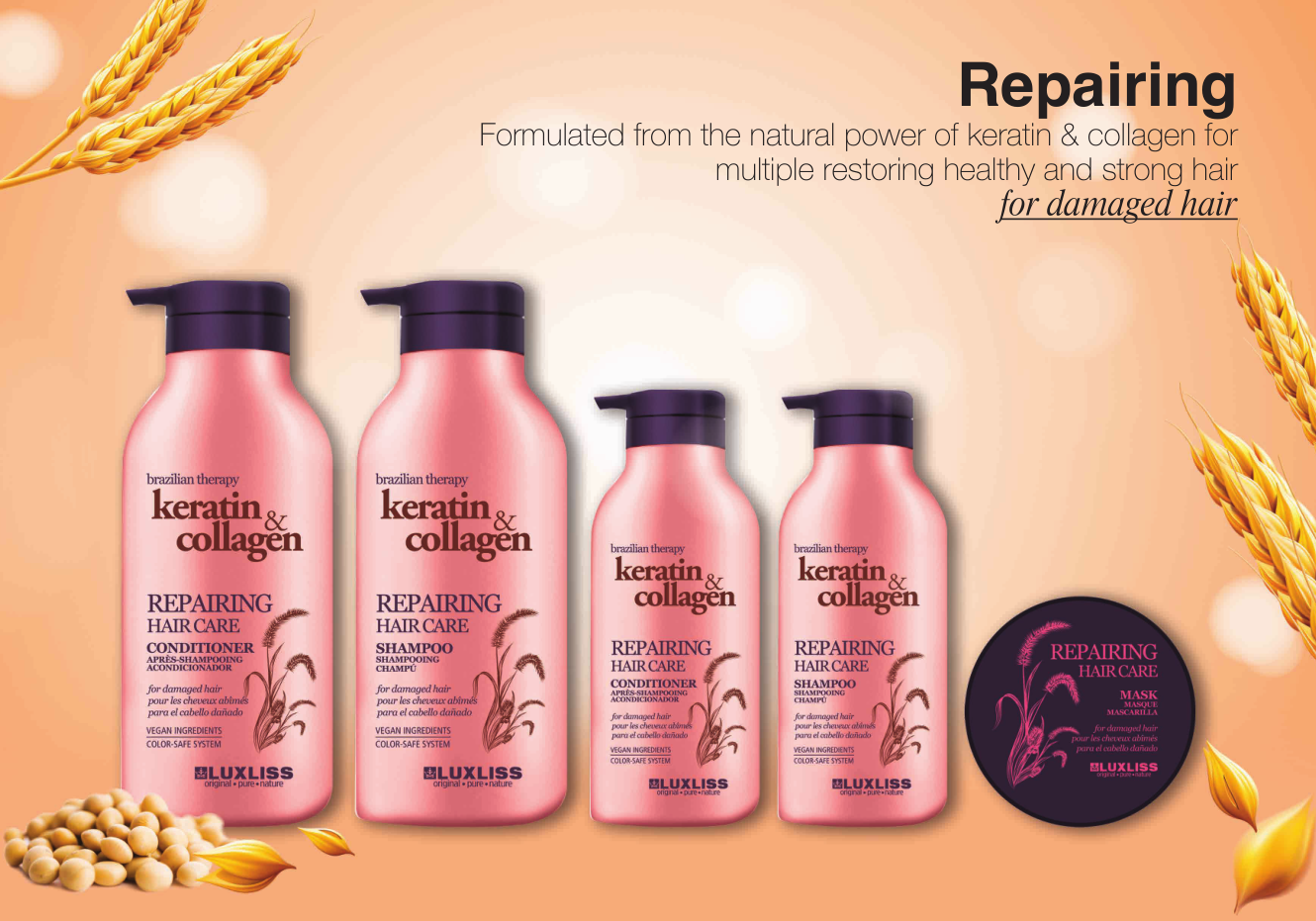 LUXLISS Salon Profression High Quality Damage Repair Keratin Collagen Hair Care Treatment Nourish Moisture Repairing Hair Mask