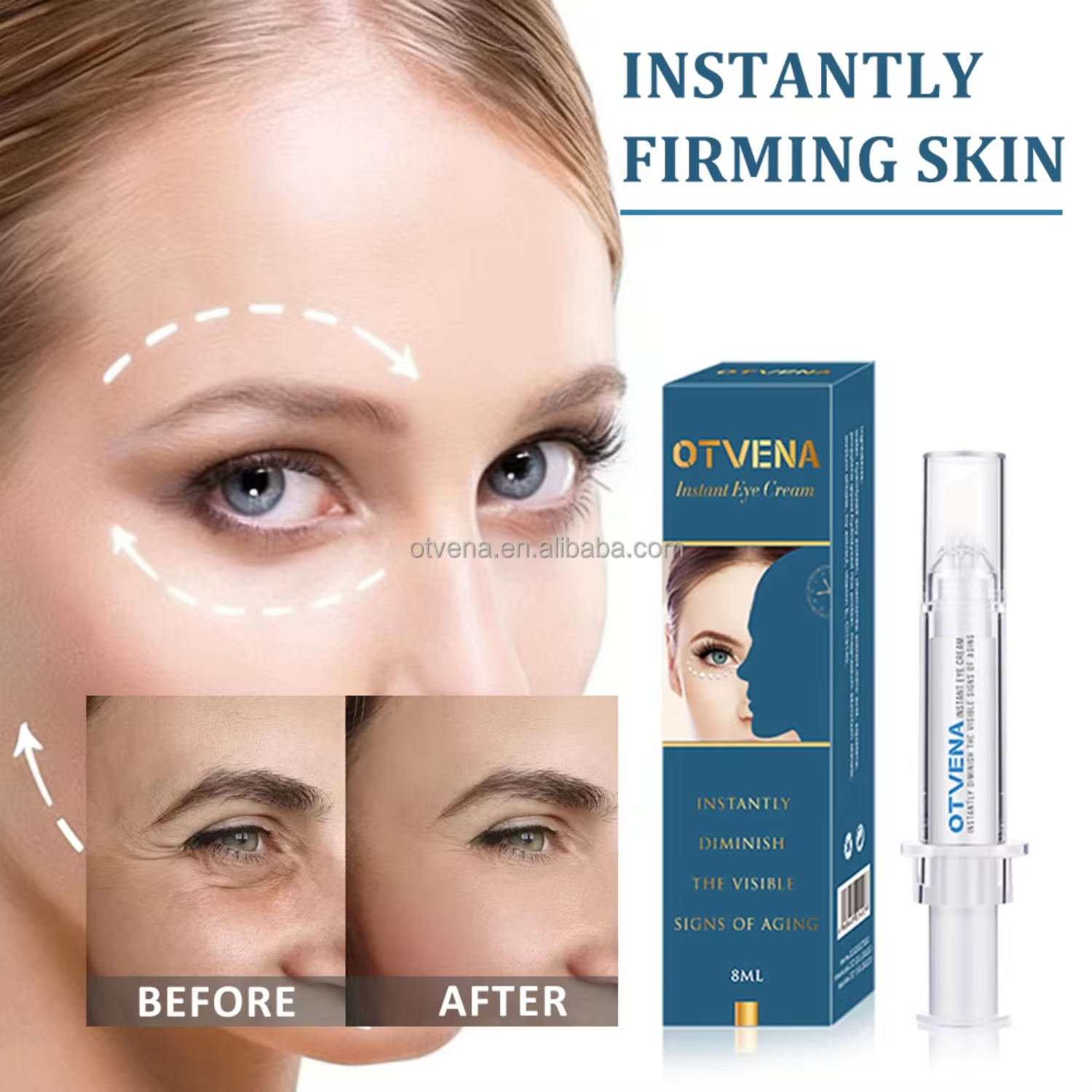 OTVENA Instant Smoothing Eye Cream Minimize Wrinkles Even Skin Tone Under Eye Base for Makeup Custom Logo