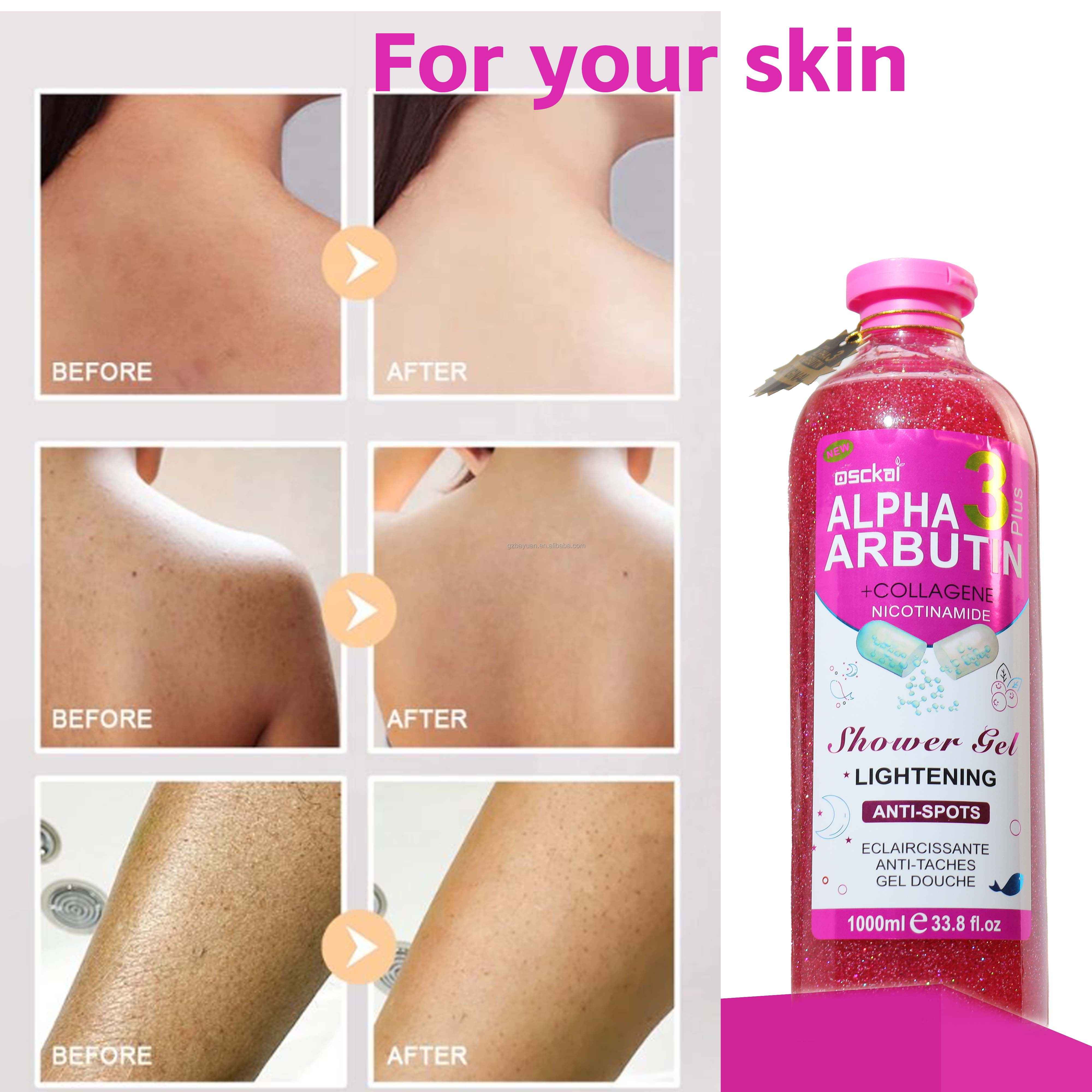 1000ML Private Label Organic Alpha ArbutinCleansing Whitening Moisturizing Skincare Shower Gel Custom OEM Body Wash