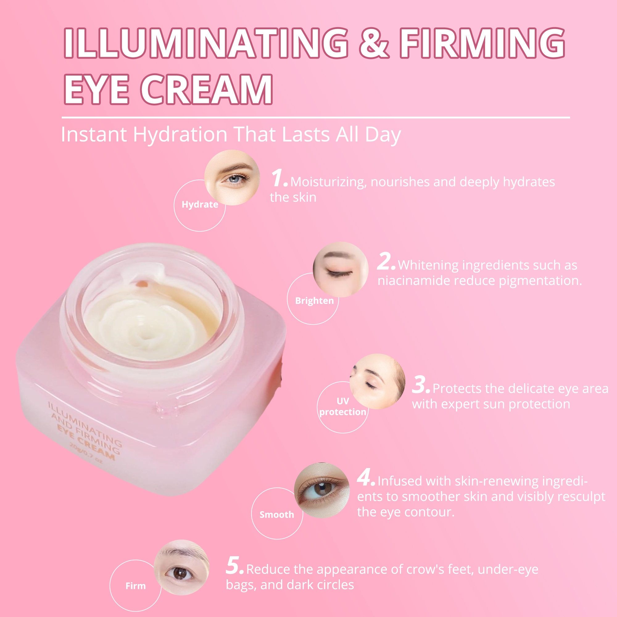 High Quality Wholesale Custom Cruelty Free Peptides Firming Eye Lift Cream Reduce Puffiness Eye Fine Lines Anti Aging Eye Cream