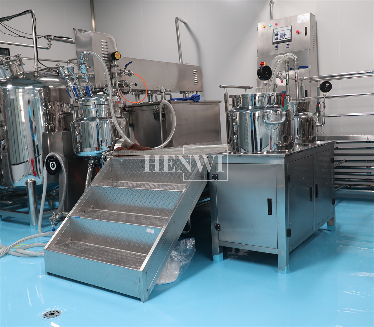 Henwi100-500Lters Hair Care Produce Machine Supplier Hair Color Making Equipment Hair Dye Shampoo Cream Vacuum Emulsifying Mixer