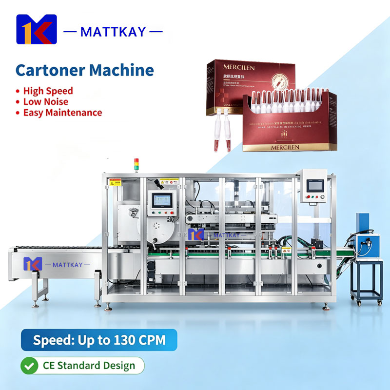CE ISO CGMP Continuous Motion Bottle Blister Stick Cartoning Machine Automatic Box Packing Cartoner for Cosmetic Cartoning Line