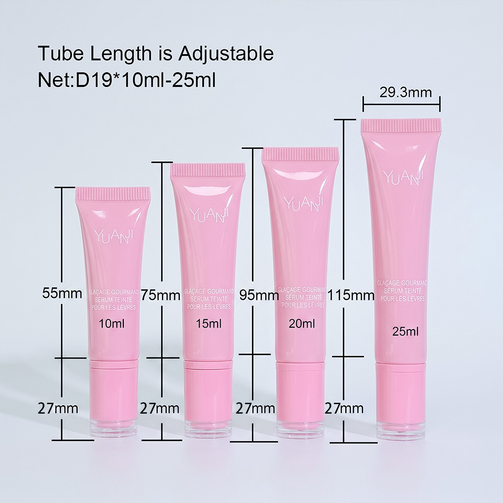 Hot Selling Valentine's Day Custom Pink 15ml Lip Balm Lipgloss PE Squeeze Tube Soft Silicone Applicator Food Grade Lipstick
