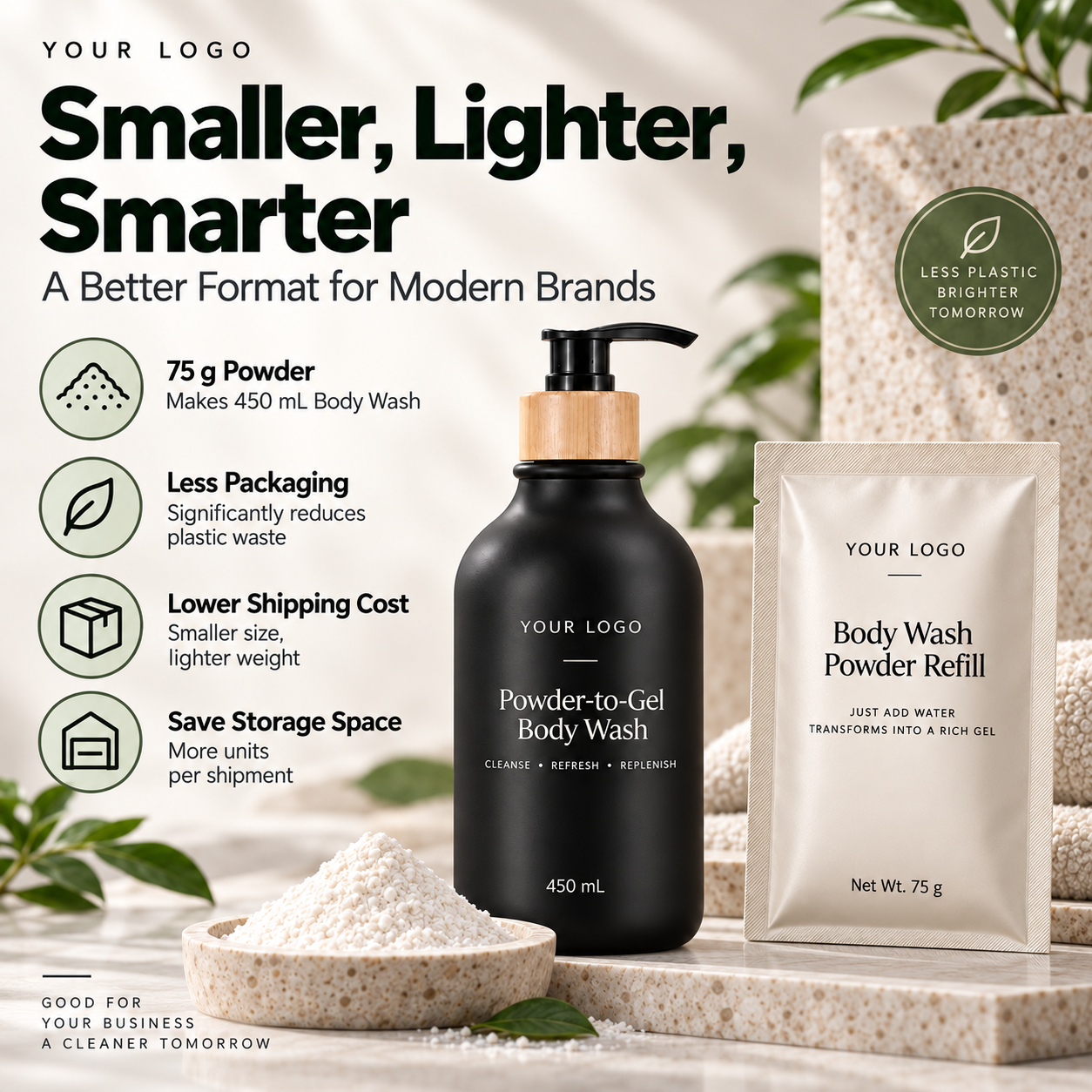 Custom Shower Bodywash Powder to Gel Eco Friendly Vegan Natural Milk Powder Body Wash