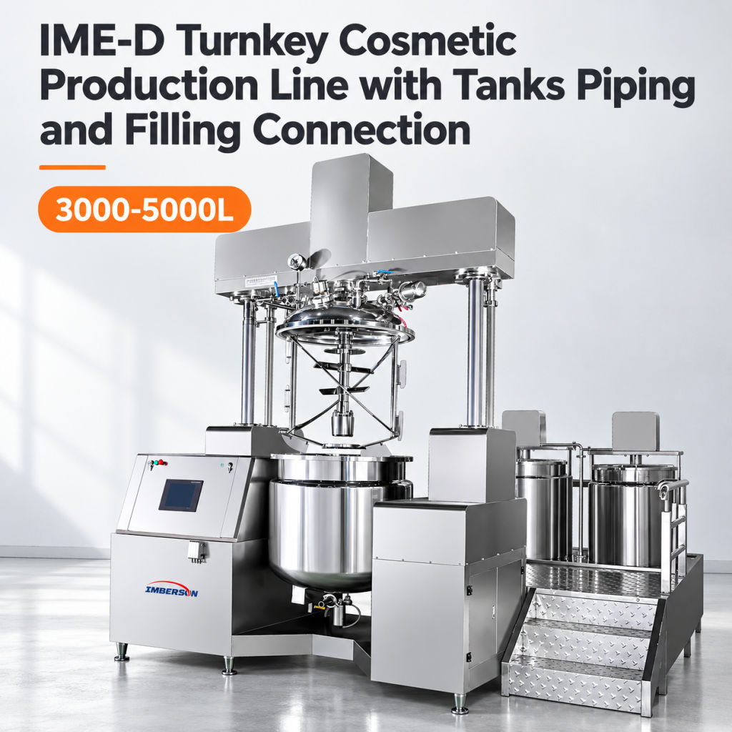 Imberson IME-D Turnkey Cosmetic Production Line with Tanks Piping and Filling Connection High Shear Homogenizer Machine